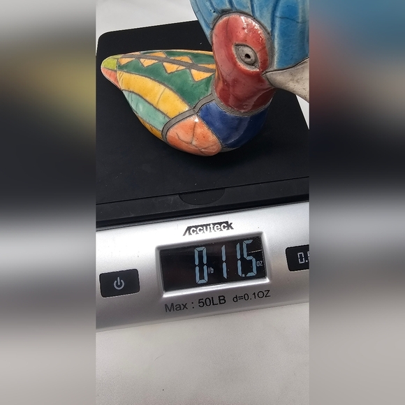 Vintage South Africa Colorful Hoopoe Bird Raku Pottery Statue Figurine Signed - Picture 10 of 10